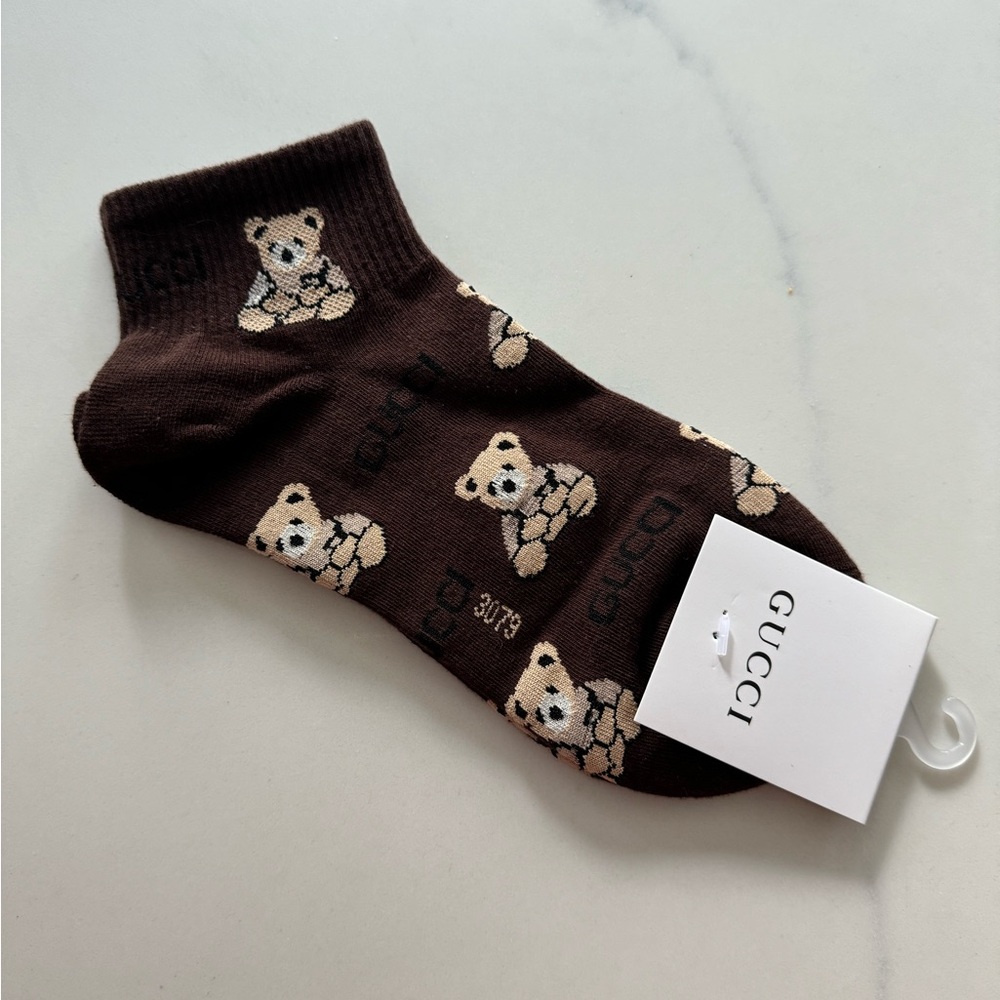 Gucci Brown Bear Pattern Socks